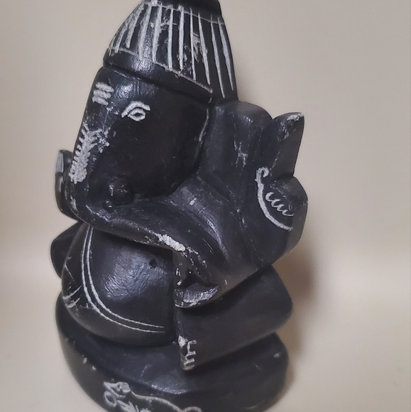 Ganesha Elephant Hindu God black stone statue - Picture 5 of 10